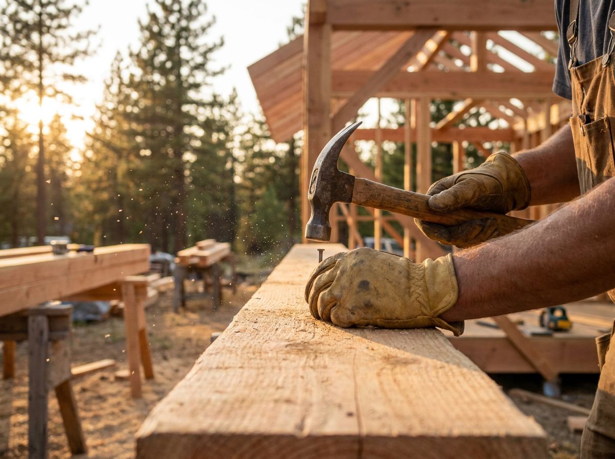 A carpenter's hands fitting a timber joint on a ProCon job site near Carlton, MN